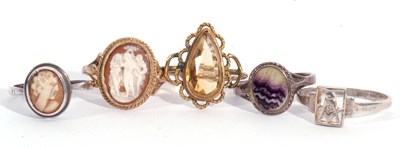 Lot 63 - Mixed Lot: 9ct gold cameo ring depicting the...
