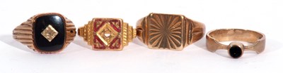 Lot 64 - Mixed Lot: 9ct gold onyx and diamond set panel...