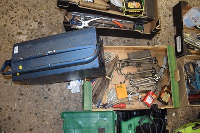 Lot 1107 - Cantilever metal toolbox together with a box...