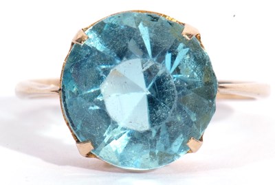 Lot 80 - Modern 9ct stamped large round cut light blue...