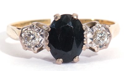 Lot 86 - 18ct gold sapphire and diamond three stone...