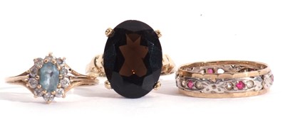 Lot 102 - Mixed Lot: three 9ct stamped paste set rings...
