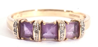 Lot 118 - Modern 9ct gold amethyst and diamond ring...