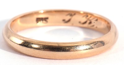 Lot 121 - 585 stamped wedding ring, engraved inside 'J.K....