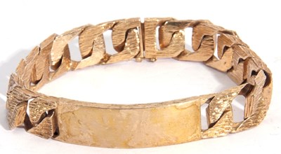 Lot 134 - 9ct gold I.D. bracelet, rectangular shaped...