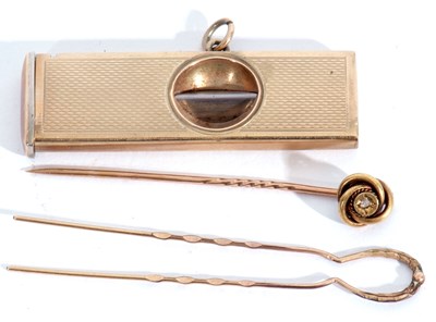 Lot 136 - Mixed Lot: 9ct gold framed cigar cutter with...