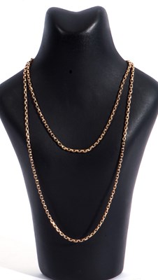 Lot 138 - 9ct stamped long chain with box links, 80cm...