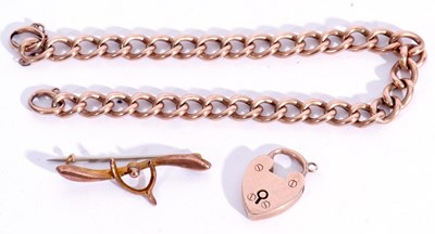 Lot 141 - Mixed Lot: 9ct stamped curb link chain, 7.4gms,...