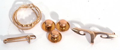 Lot 153 - Mixed Lot: three dress studs stamped 10c, a...