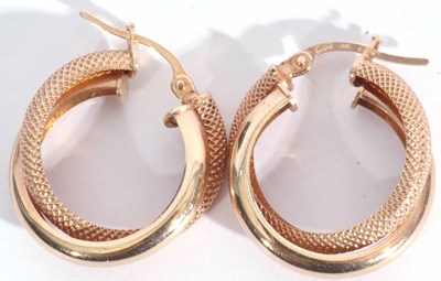 Lot 161 - Pair of Brev Italian design hoop earrings, a...