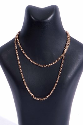 Lot 164 - Modern yellow metal faceted oval link chain,...