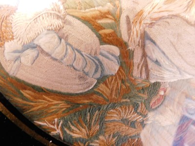 Lot 189 - A 19th century silkwork picture, the oval...