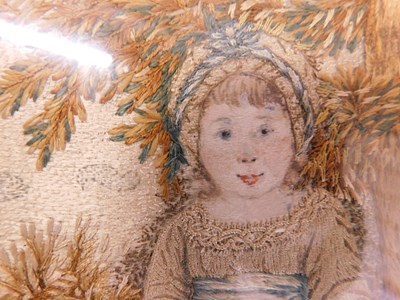 Lot 189 - A 19th century silkwork picture, the oval...