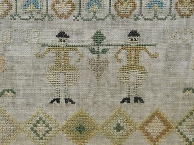 Lot 187 - A 19th century sampler, with religious text,...