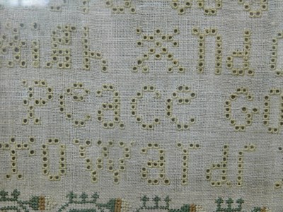 Lot 187 - A 19th century sampler, with religious text,...