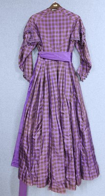 Lot 1 - A lady's late Victorian purple check day dress,...