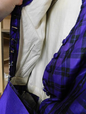 Lot 1 - A lady's late Victorian purple check day dress,...