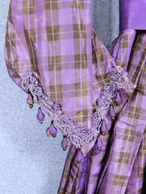 Lot 1 - A lady's late Victorian purple check day dress,...