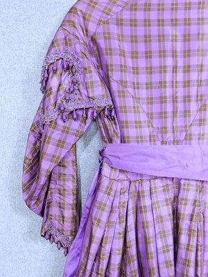 Lot 1 - A lady's late Victorian purple check day dress,...