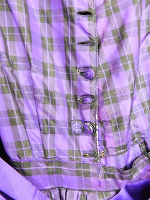 Lot 1 - A lady's late Victorian purple check day dress,...