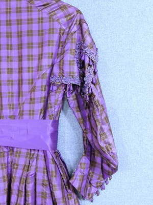 Lot 1 - A lady's late Victorian purple check day dress,...