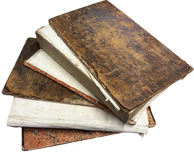 Lot 871 - A pair of large (disbound) leather-bound books,...