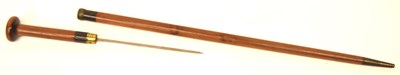 Lot 207 - Sword dagger Stick with turned wooden pommel,...