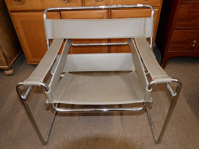Lot 582 - After Marcel Breuer - a grey leather and...