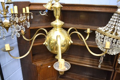 Lot 505 - A large brass six branch ceiling light fitting...