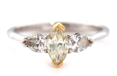 Lot 66 - An 18ct yellow and white diamond ring, the...