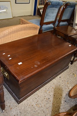 Lot 327 - A 20th Century mahogany blanket box with heavy...