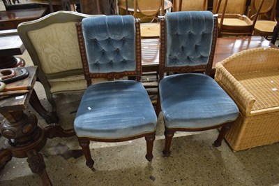 Lot 318 - A pair of late Victorian blue upholstered chairs