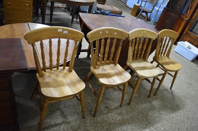 Lot 323 - Set of four modern beech wood kitchen chairs
