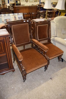 Lot 395 - A Victorian gentlemans armchair together with...