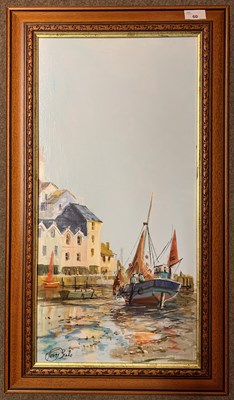 Lot 56 - Terry Burke (British, b.1927), Harbour scene...