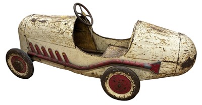 Lot 325 - A vintage steel pedal car formed as a race-car,...