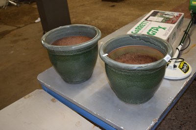 Lot 1029 - Pair of glazed plant pots