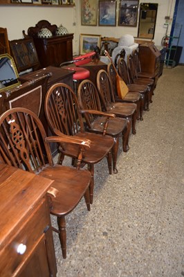 Lot 382 - Set of six 20th century stick and wheel back...