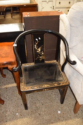 Lot 388 - Modern Chinese black lacquered oxbow back side...