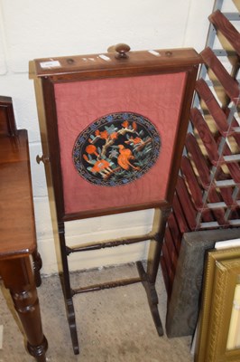 Lot 409 - 19th century needlework fire screen with pull...