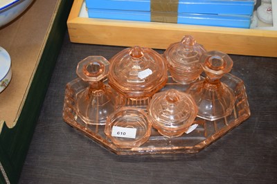 Lot 610 - Glass dressing table set