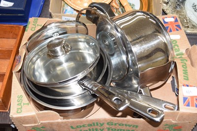 Lot 621 - Box of saucepans