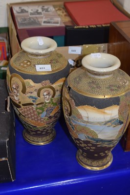 Lot 651 - Pair of 20th century Satsuma vases (a/f)