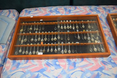 Lot 755 - Hardwood collectors cabinet containing spoons