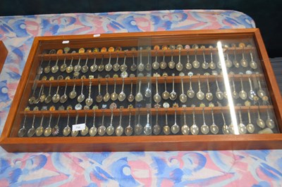 Lot 756 - Hardwood collectors cabinet containing spoons