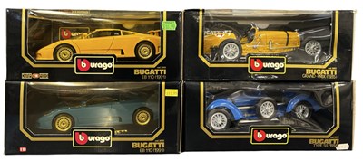 Lot 65 - Four boxed Bburago 1:18 scale Bugatti models,...