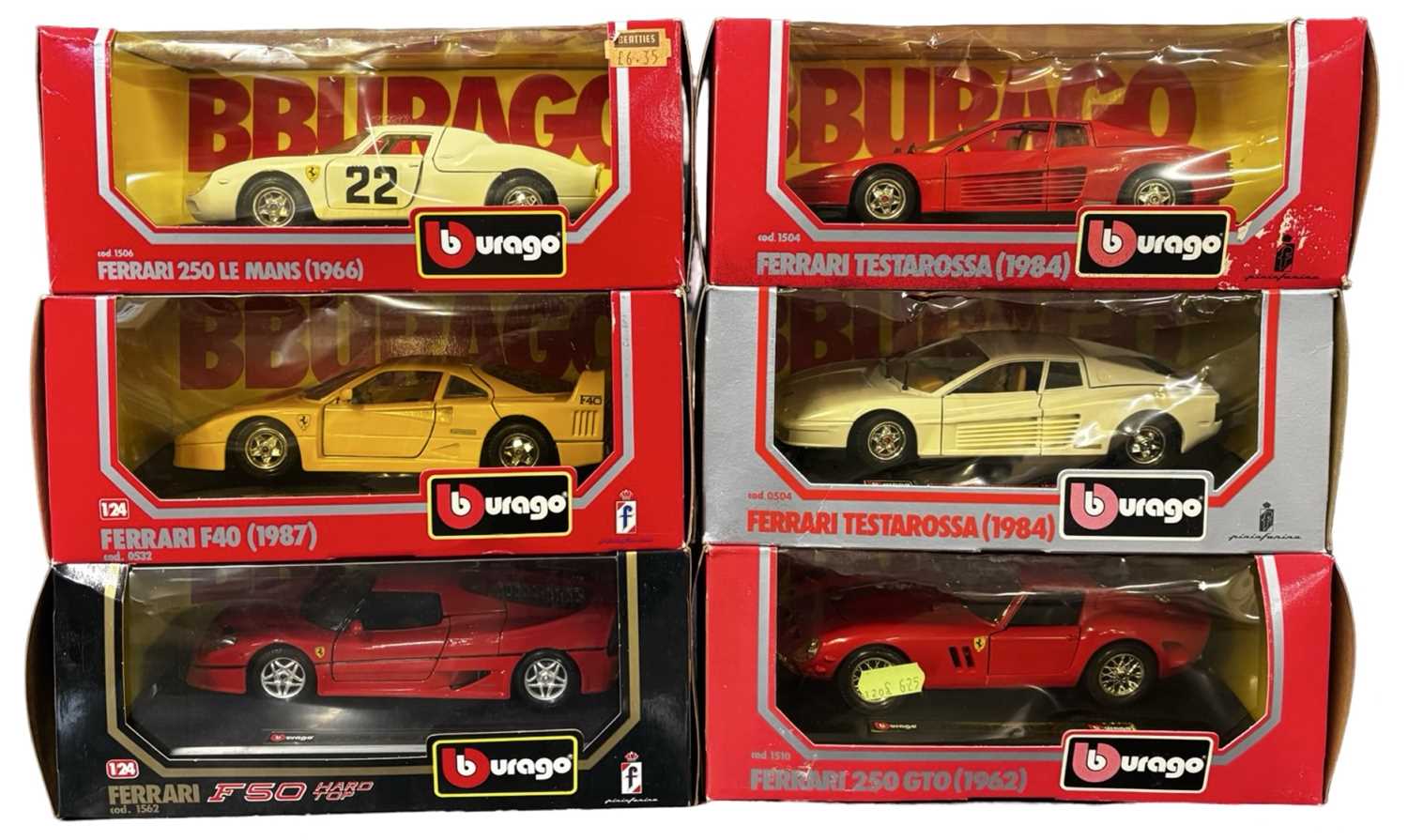 Lot 71 - Six boxed Bburago 1:24 scale Ferrari models,...