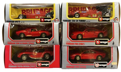 Lot 73 - Six boxed Bburago 1:24 scale Ferrari models,...