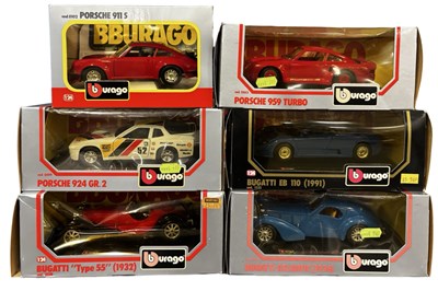 Lot 74 - Six boxed Bburago 1:24 scale models, to...