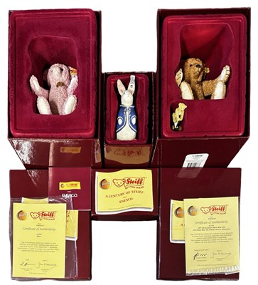 Lot 260 - Three boxed porcelain Steiff bear models by...